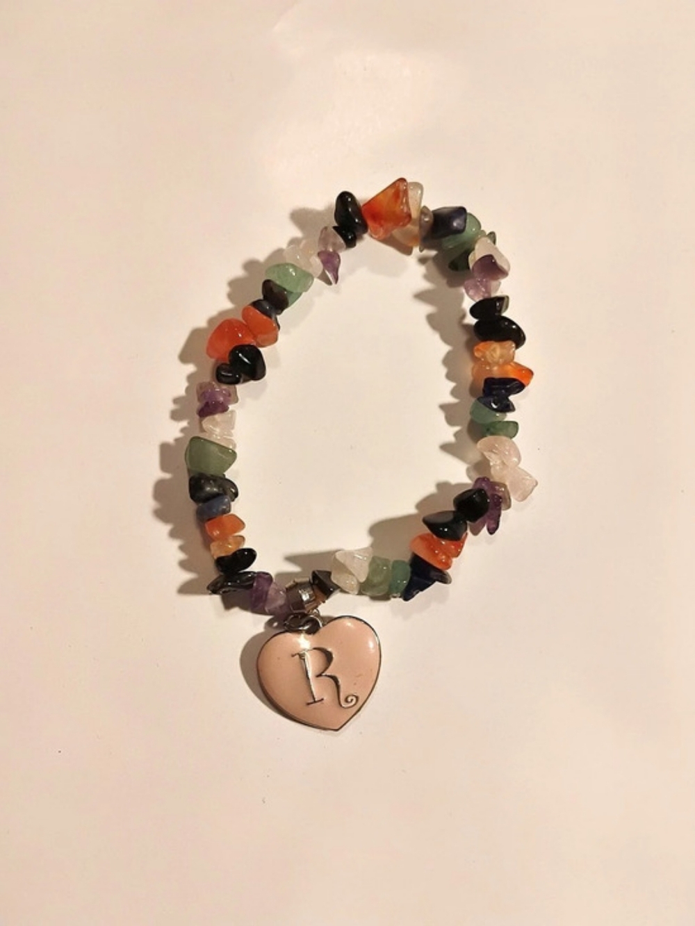 Multicolor Stone Bracelet With R Pendant - Picture 2 of 3